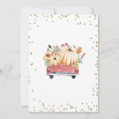 Red Pumpkin Truck Baby shower Invitation Kaart (Achterkant)