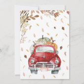 Red Pumpkin Truck Baby shower Kaart (Achterkant)