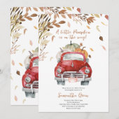 Red Pumpkin Truck Baby shower Kaart (Voorkant / Achterkant)