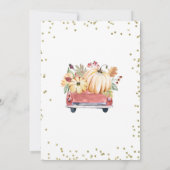 Red Pumpkin Truck Birthday Invitation Kaart (Achterkant)
