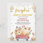 Red Pumpkin Truck Boerderij Birthday Invitation Kaart (Voorkant)