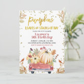 Red Pumpkin Truck Boerderij Birthday Invitation Kaart (Staand voorkant)