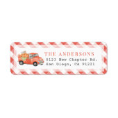 Red Pumpkin Truck Gingham Retouradres Etiket (Voorkant)