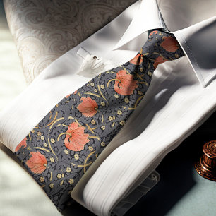 Red Puppies Pimpernel William Morris Dark Pattern Stropdas