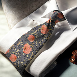 Red Puppies Pimpernel William Morris Dark Pattern Stropdas