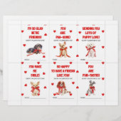 Red Puppy Valentine’s Day Cards for Kids Classroom Briefhoofd (Voorkant / Achterkant)