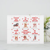 Red Puppy Valentine’s Day Cards for Kids Classroom Briefhoofd (Staand voorkant)