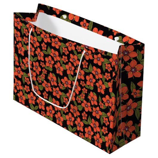 Red purple green scarlet pimpernel Gift Bag Groot Cadeauzakje (Voorkant Gekanteld)