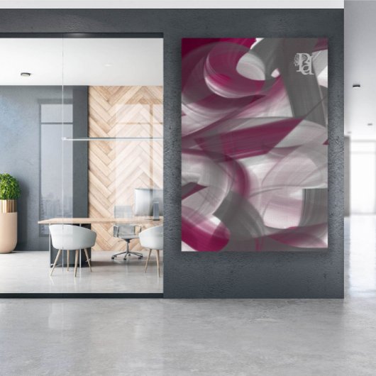 Red Purple Pink Raspberry Black White Gray Abstrac Canvas Afdruk