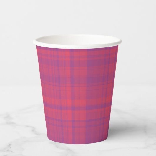 Red Purple Plaid Pattern Papieren Bekers (Voorkant)