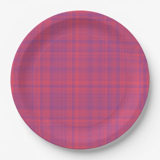 Red Purple Plaid Pattern Papieren Bordje (Voorkant)