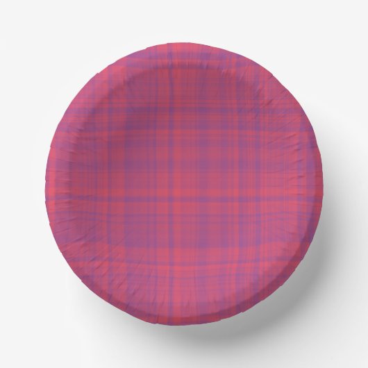 Red Purple Plaid Pattern Papieren Kommen (Voorkant)