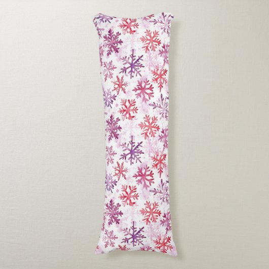 Red Purple Snowflakes Christmas Lichaamskussen (Voorkant Verticaal)