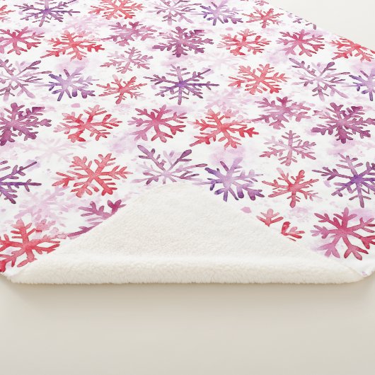 Red Purple Snowflakes Christmas Sherpa Deken (3/4)