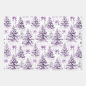 Red Purple Snowflakes Christmas Tree Stripes Inpakpapier Vel (Voorkant 2)