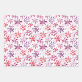 Red Purple Snowflakes Christmas Tree Stripes Inpakpapier Vel