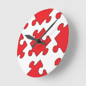 RED PUZZZLE PIECE RONDE KLOK (Hoek)