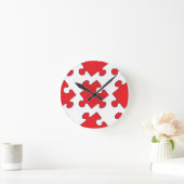 RED PUZZZLE PIECE RONDE KLOK (Huis)