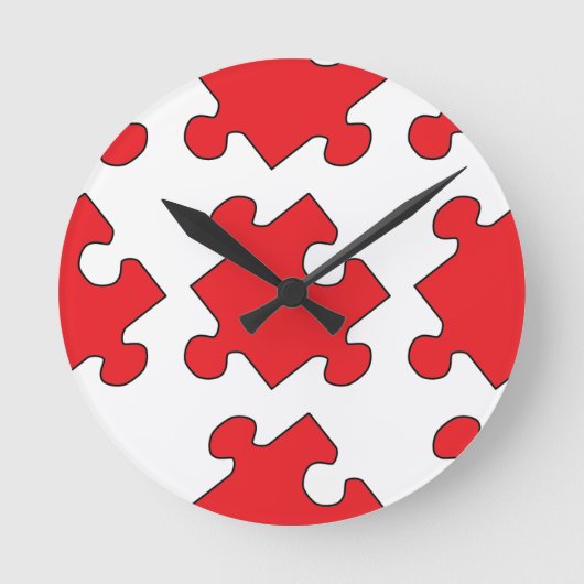 RED PUZZZLE PIECE RONDE KLOK (Voorkant)