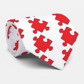 RED PUZZZLE PIECE STROPDAS (Opgerold)