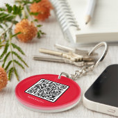 Red QR Code Key Ring Social Media Custom Sleutelhanger (Voorkant Rechts)