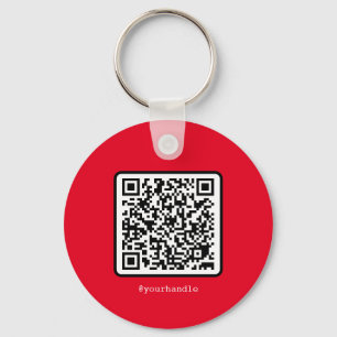 Red QR Code Key Ring Social Media Simple Modern Sleutelhanger
