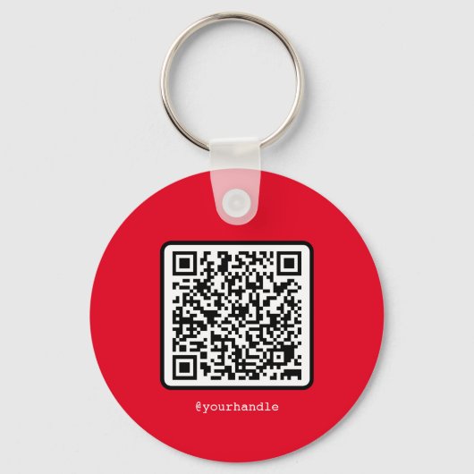 Red QR Code Key Ring Social Media Simple Modern Sleutelhanger (Voorkant)