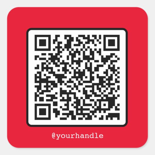 Red QR Code Simple Social Media Square Custom Vierkante Sticker (Voorkant)