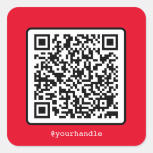 Red QR Code Simple Social Media Square Custom Vierkante Sticker
