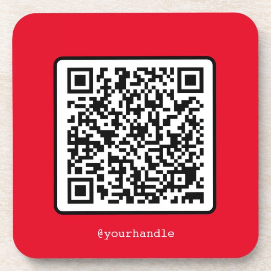 Red QR Code Social Media Custom Simple Modern Bier Onderzetter (Voorkant)
