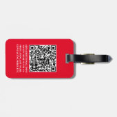 Red QR Script Monogrammed Bagagelabel (Achterkant horizontaal)