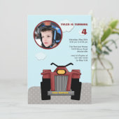 Red Quad Photo Invitation Kaart (Staand voorkant)