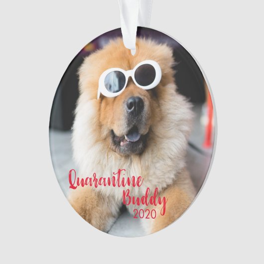 Red Quarantine Buddy Dog Ornament (voorkant)