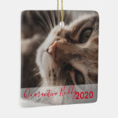 Red Quarantine Buddy Merry Pawsmas Cat Kerstmis Keramisch Ornament (Rechts)