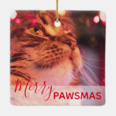 Red Quarantine Buddy Merry Pawsmas Cat Kerstmis Keramisch Ornament (Achterkant)