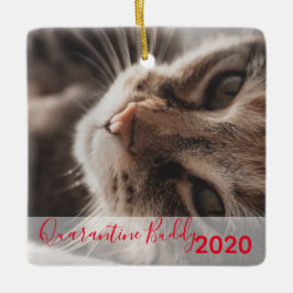 Red Quarantine Buddy Merry Pawsmas Cat Kerstmis Keramisch Ornament