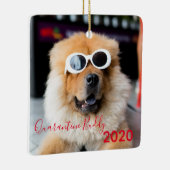 Red Quarantine Buddy Merry Pawsmas Dog Kerstmis Keramisch Ornament (Rechts)