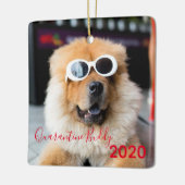 Red Quarantine Buddy Merry Pawsmas Dog Kerstmis Keramisch Ornament (Links)