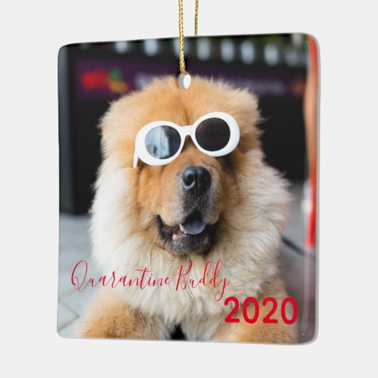 Red Quarantine Buddy Merry Pawsmas Dog Kerstmis Keramisch Ornament (Links)