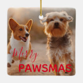 Red Quarantine Buddy Merry Pawsmas Dog Kerstmis Keramisch Ornament (Achterkant)