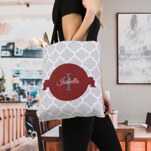 Red Quatrefoil Aangepaste Canvas tas
