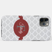 Red Quatrefoil Aangepaste Hoesje-Mate iPhone Case (Achterkant (horizontaal))