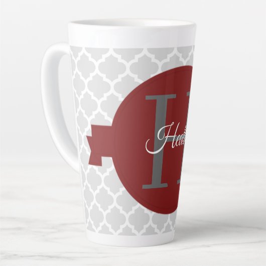 Red Quatrefoil Aangepaste latte Mok (Linkerhoek)