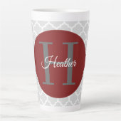 Red Quatrefoil Aangepaste latte Mok (Voorkant)