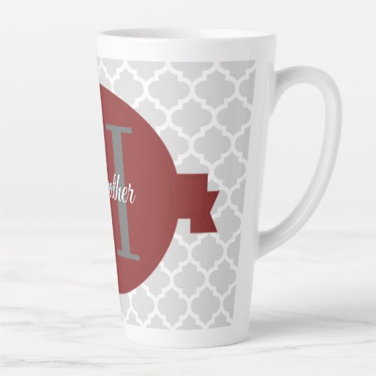 Red Quatrefoil Aangepaste latte Mok (Rechts)