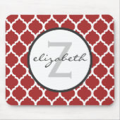 Red Quatrefoil Monogram Muismat (Voorkant)