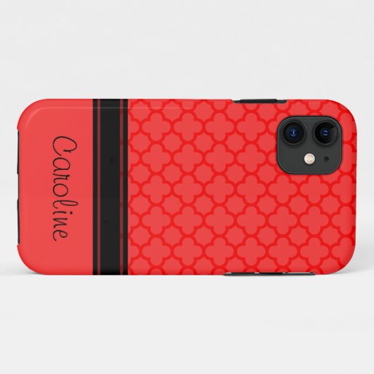 Red Quatrefoil Patroon Case-Mate iPhone Case (Achterkant (horizontaal))