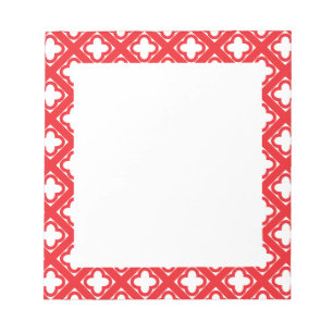 Red Quatrefoil Patroon Notitieblok