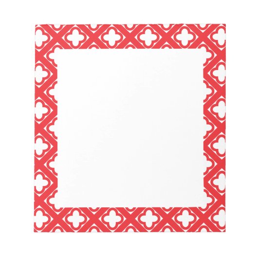Red Quatrefoil Patroon Notitieblok (Voorkant)
