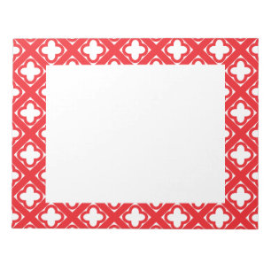 Red Quatrefoil Patroon Notitieblok